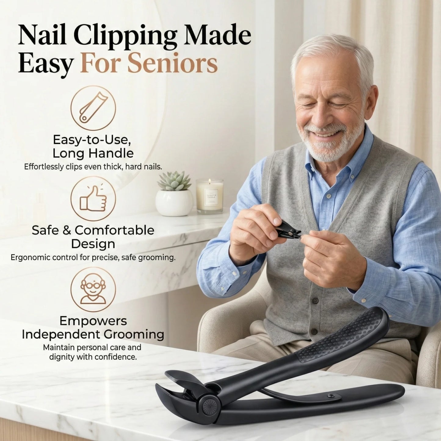 SorvaClip™ Nail Clipper for Seniors | Cut Thick Nails With Less Effort